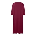 thumbnail image 6 of XIAONU Women's Solid Zip Front Pocket Mini Sleepwear Loose Short Sleeve Split Neck Loungewear Soft Sleek Sleep Nightgowns, 6 of 6