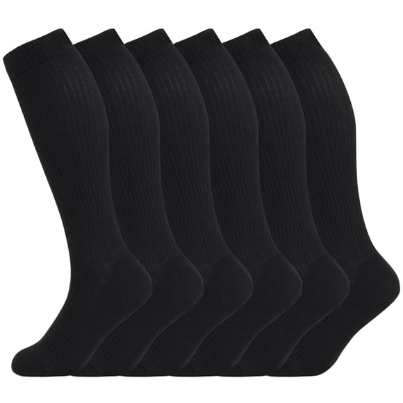 +MD Calcetines de Compresión de Algodón 6 Pares 15-20 mmHg Hasta la Rodilla