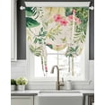 thumbnail image 5 of Summer Flowers Tie Up Curtains for Window, Thermal Insulated Balloon Shade Adjustable Rod Pocket Curtains Valance Panels for Kitchen Bathroom Cafe 42 x 63 Watercolor Farmhouse Botanical Leaves, 5 of 6