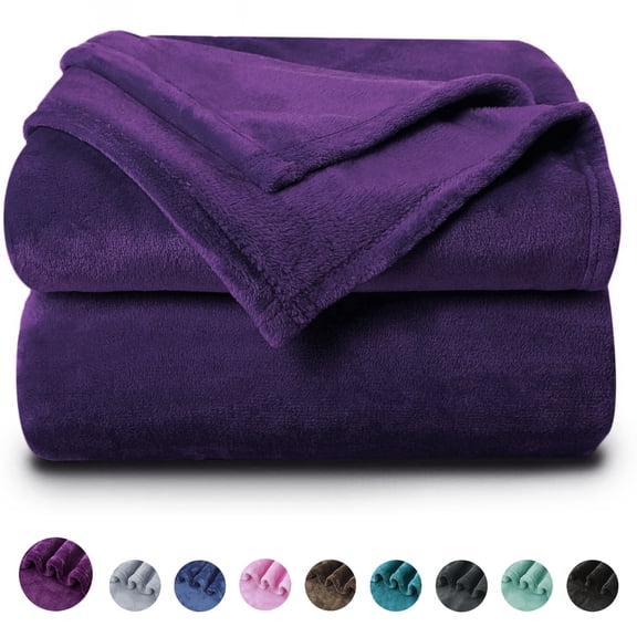 Sortora Purple Throw Size Blankets, Fuzzy Lightweight Warm Throw Blanket for Couch, Sofa, Pet, Bed, 50 x 60 inch
