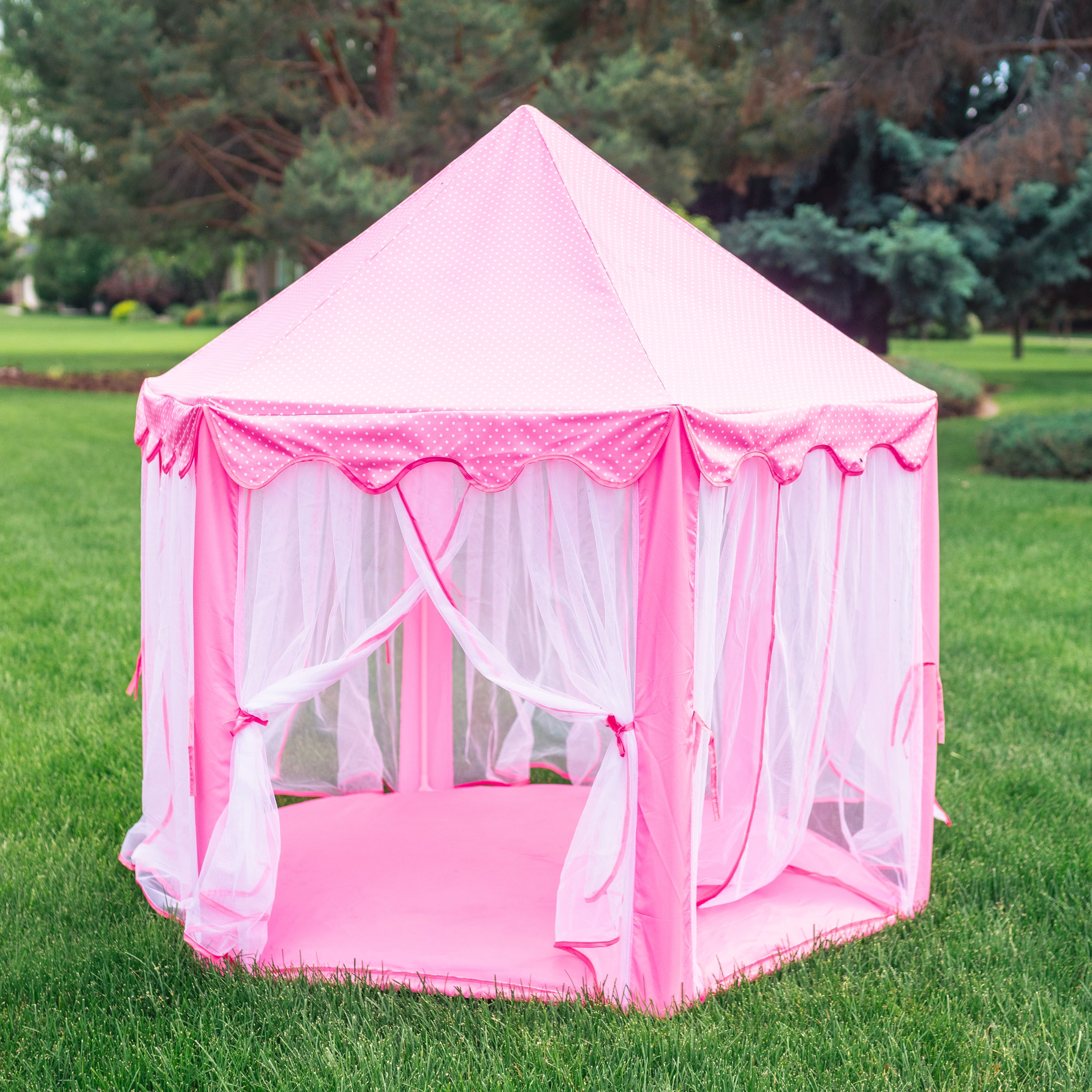 Kids Pop Up Tent Girls Playhouse Set Pretend Garden Castle Pink Indoor Outdoor 