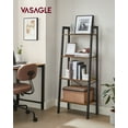 thumbnail image 1 of VASAGLE Ladder Shelf, 4-Tier Bookshelf, Storage Rack, Bookcase with Steel Frame, Rustic Brown and Black, 1 of 6