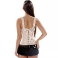 thumbnail image 4 of MISS MOLY Women's Gothic Jacquard Shoulder Straps Tank Overbust Corset Bustiers Plus Size Beige, Style CZ9993, 4 of 6