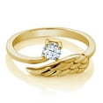 thumbnail image 2 of Gem Stone King Round White Zirconia 18K Yellow Gold Plated Silver Ring, 2 of 3