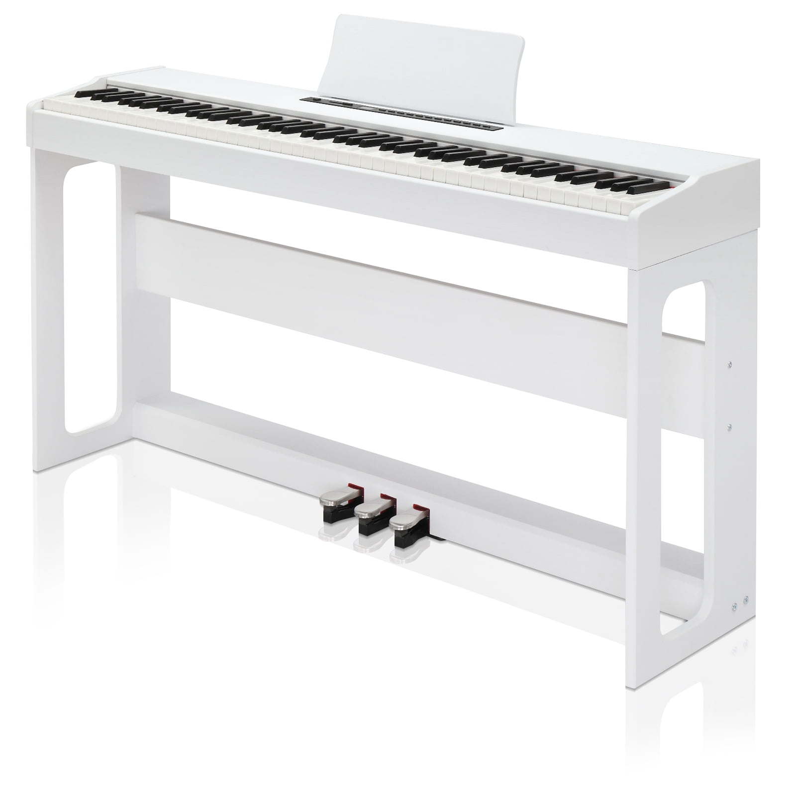 Glarry GDP-104 88 Keys Full Weighted Digital Piano with Furniture Stand, White