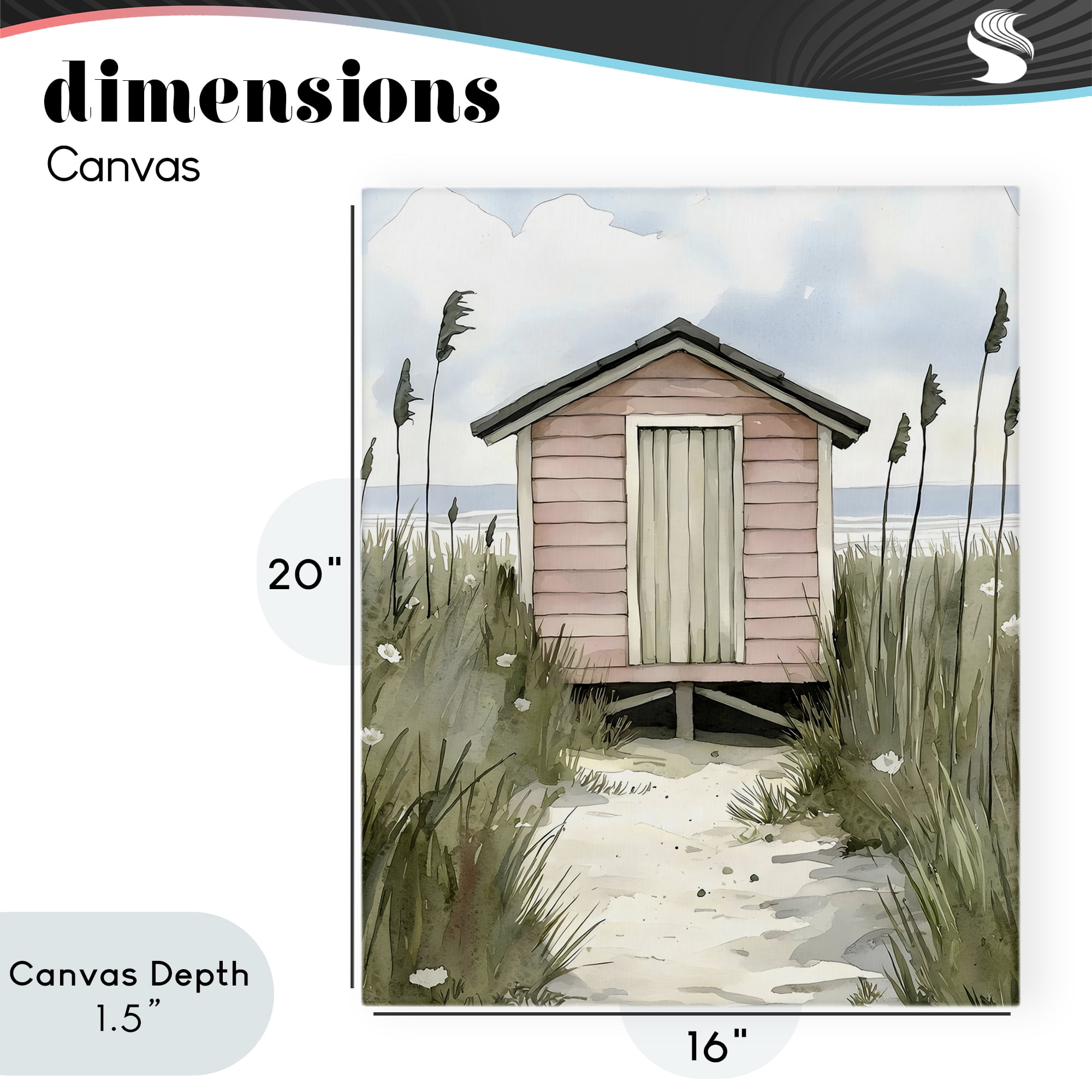 Stupell Industries Coastal Calm Pink Beach Hut Canvas Wall Art, design by Riley B