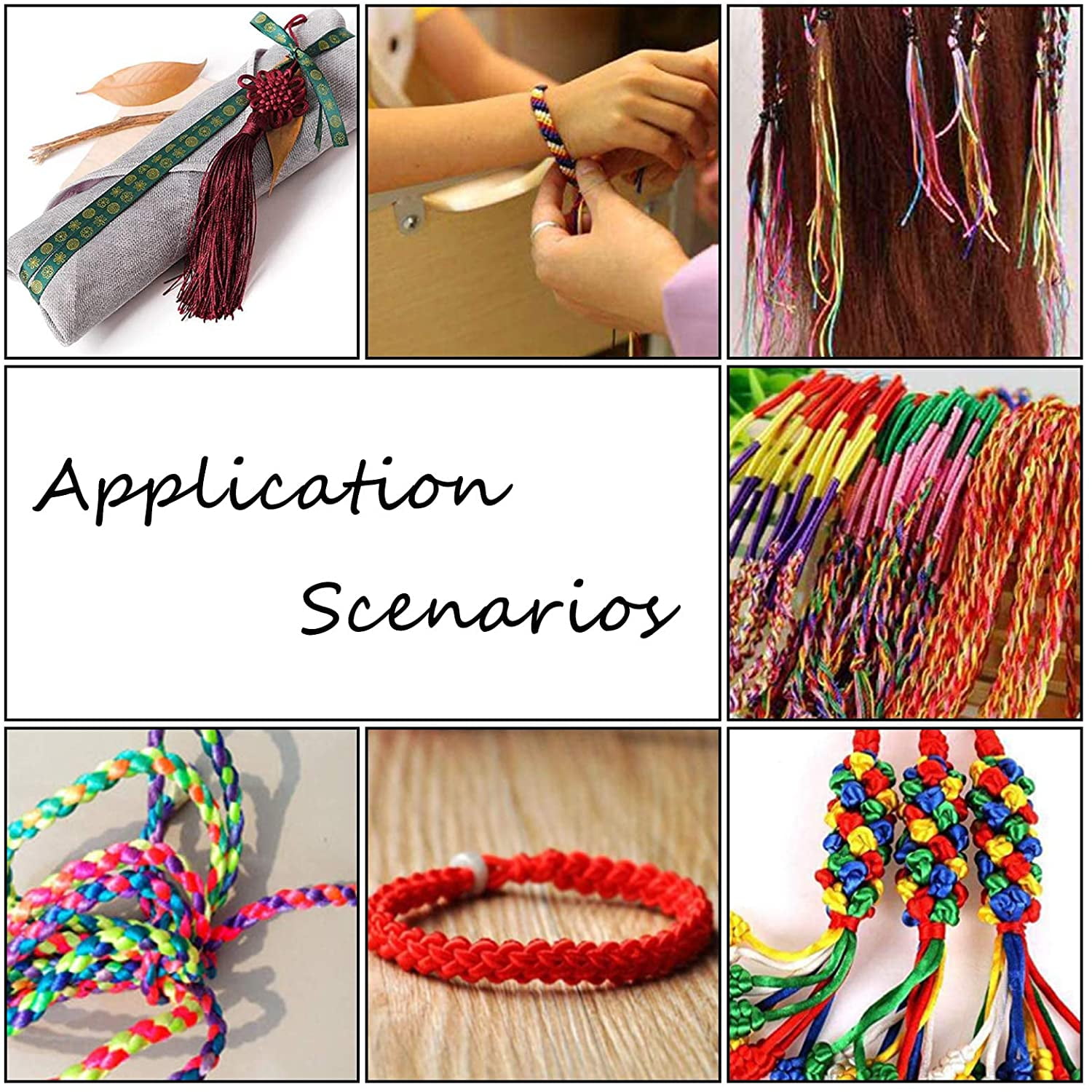 250 Yards 2mm Rattail Satin Silk Cords Satin Bracelet String Nylon Cord Thread for Necklace Friendship Bracelet Chinese Knot Macramé Dream Catchers Braid Hair 25 Color