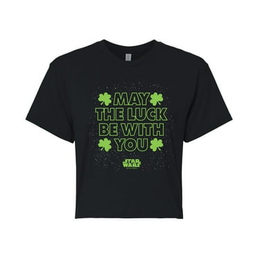 Star Wars - St. Patrick's Day May Luck Be With You - Juniors Cropped Graphic T-Shirt