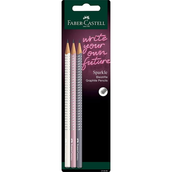 Faber-Castell Sparkle Graphite Pencils - Sparkle Rose Shadows/Dapple Grey/Coconut Milk - Pack of 3 (218485)
