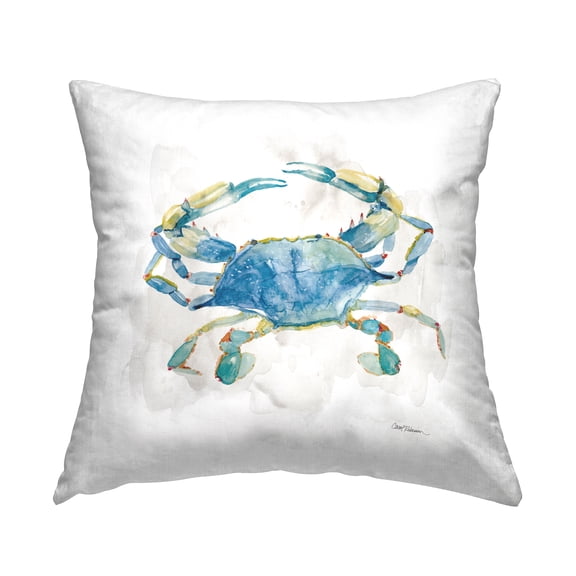 Stupell Industries Blue Crab Marine Life Square Decorative Printed Throw Pillow, 18 x 18