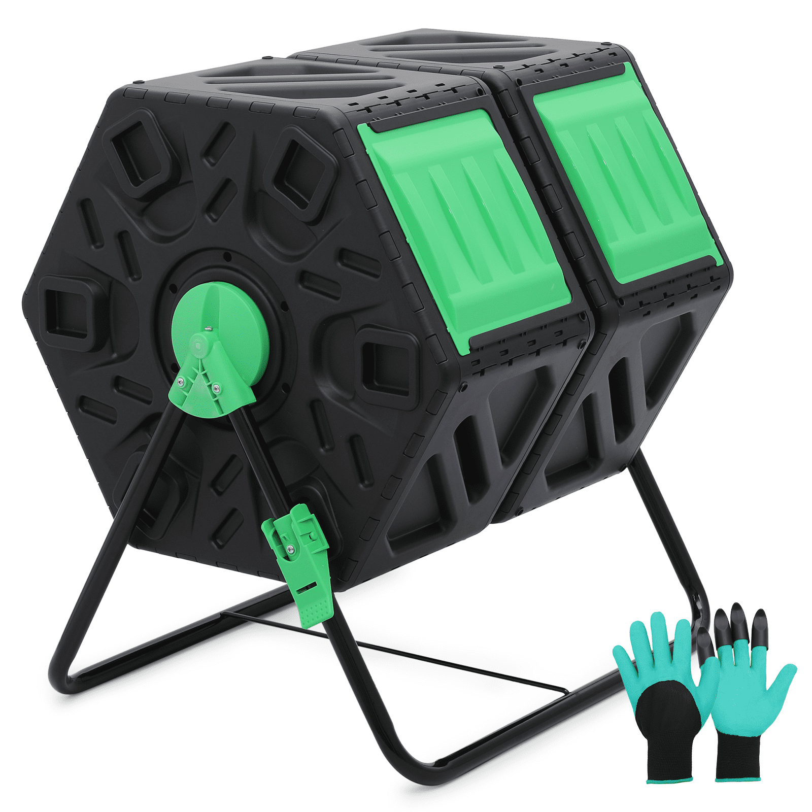 Magshion 34 Gallon Dual Chamber Compost Tumbler Bin with EasyTurn