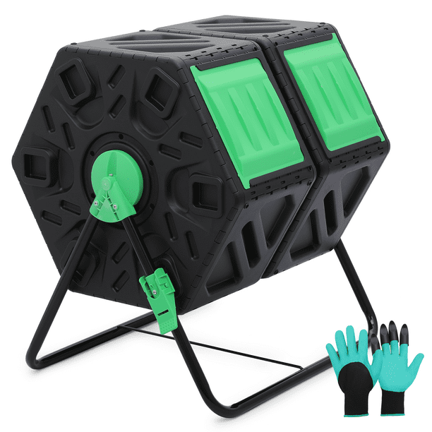 Magshion 34 Gallon Dual Chamber Compost Tumbler Bin with EasyTurn
