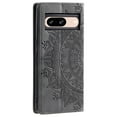 thumbnail image 4 of SaniMore for Google Pixel 7 Case, PU Leather Embosed Mandala Flower Wallet Protective Phone Cover Card Slots Pocket Purse Women Men Kickstand Vintage Shockproof Anti-fall Shell, Grey, 4 of 9