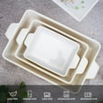 thumbnail image 4 of Ataucjin Baking Dishes Set of 3, Ceramic Bakeware Set with Handles, Porcelain Baking Pan Casserole Dishes for Oven and Microwave, Deep Lasagna Pan for Baking, Cooking, Wedding Gift, 4 of 9