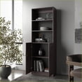 thumbnail image 4 of Classic Bookcase with 3-Tier Open Shelves & 2 Closed Doors | Stained Walnut | 41”H x 30”W x 38.25”D | Walnut | Particle Board, 4 of 8