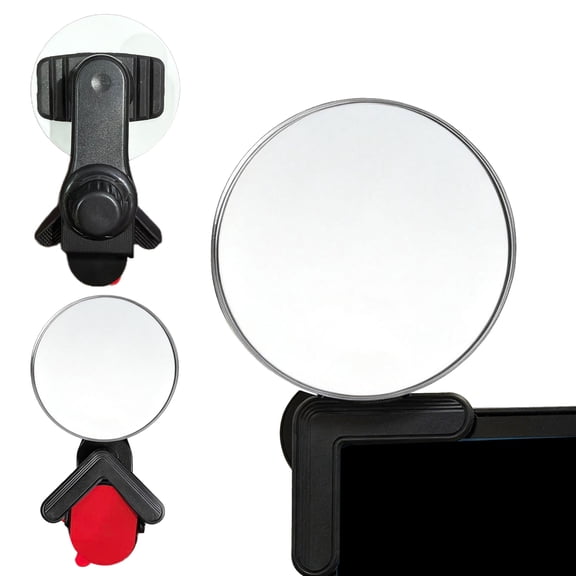 Clip-On Monitor Mirror for Rear View, Fits Computer Monitors and Laptops, Office Desk and Cubicle, 1-Pack (3.14")