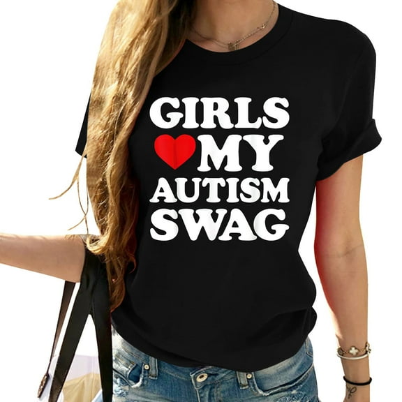 Girls Love My Autism Swag Funny Girls Heart Autism Awareness T-Shirt