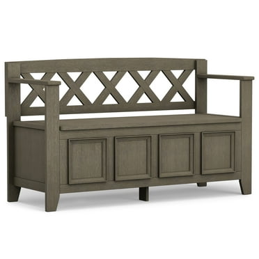 Simpli Home Amherst 48 inch Wide Solid Wood Transitional Entryway Bench in Farmhouse Grey