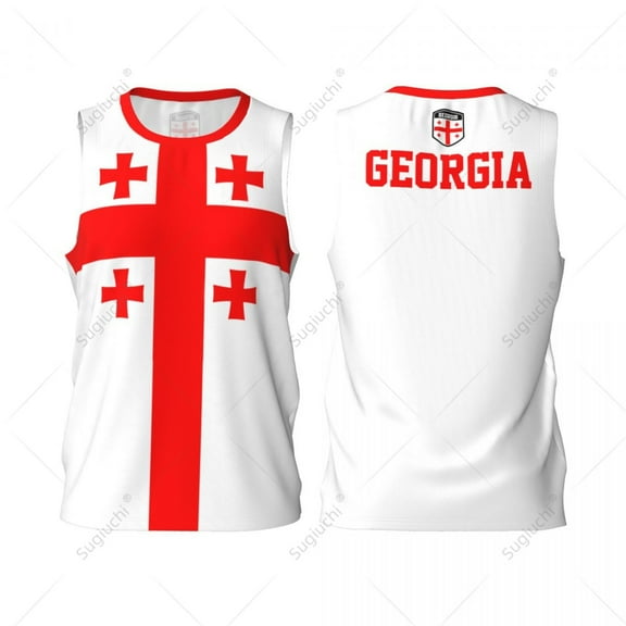Georgia Flag Men Basketball Sports Jersey Running Fitness Multifunction Sleeveless tshirt Exclusive Custom Name Nunber