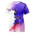 thumbnail image 4 of Women Summer Tops Womens Spring Summer Colorful Printed Short Sleeve O Neck T Shirt Top Womens Loose Shirt Women Button down 2x Tops plus Size Blouse Top Rave Long Sleeve Fitted 3 Tone Purple 2XL, 4 of 5