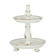 thumbnail image 6 of DecMode 8" x 10" White Wood Small Distressed 2 Tiered Server, 1-Piece, 6 of 7