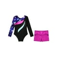 thumbnail image 3 of YiZYiF Kids Girls Dance Gymnastics Outfit Performance Costume Leopard Print Patchwork Leotard with Metallic Shorts Fairy Navy 14, 3 of 7