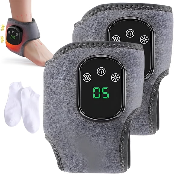 OITY 2Pcs Foot Renew Massager Triple Method,Electric 3 in 1 Foot Massager,Portable Rechargeable Plantar Ankle Vibrator,3 Vibration Mode 5 Heat Levels Ankle Massager