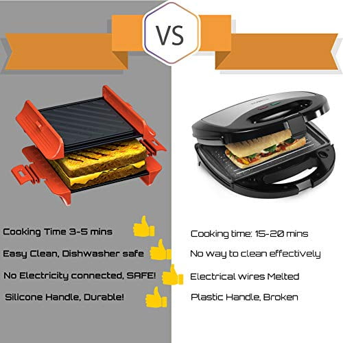 Microwave Sandwich Maker | Panini Press Sandwich Maker | Microwave Grill Tray Crisper | Grill Fast and Dishwasher Safe