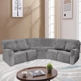 thumbnail image 4 of TOPCHANCES Velvet Recliner Sofa Covers, 5 Seat Corner Sofa Covers Stretch Furniture Protector Including 2 Arm Pieces, 4 Seat and Backrest Pieces and 1 Corner Piece, Gray, 4 of 10