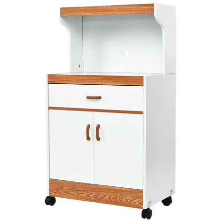 Gymax Microwave Cart Stand With Drawer And Two Doors Cabinet Storage Shelves Rolling Canada