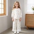 thumbnail image 2 of CAUYDY Kid Girl Clothes 10Y 11Y 12Y 13Y 14Y Teen Pjs Long Sleeved Shirt Elastic Pants 2 Piece Cute Sleepers Set Children Girls Fall Winter Outfits Sizes 13-14 Years,Beige, 2 of 7