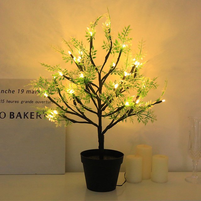 Simulation Bonsai Tree Lights Garden Balcony Landscaping Ambient Lighting Battery Box + USB Two Use
