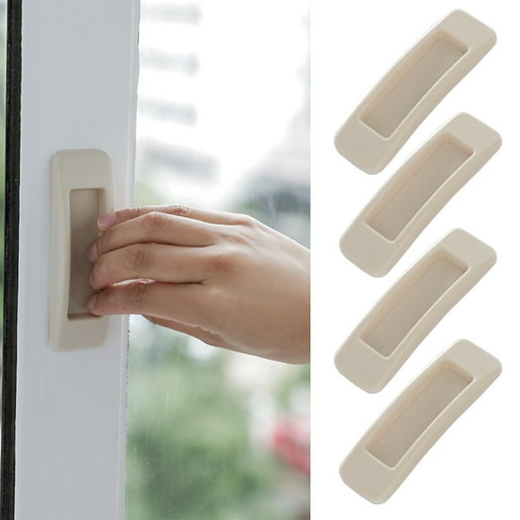 Iumwxz 4 Self-Stick Instant Cabinet Drawer Handle Helper Auxiliary Kitchen Cabinet Door Window Handle Sticker Convenient Opening Stick-On Handles home tool Khaki Plastic up to 65% Off