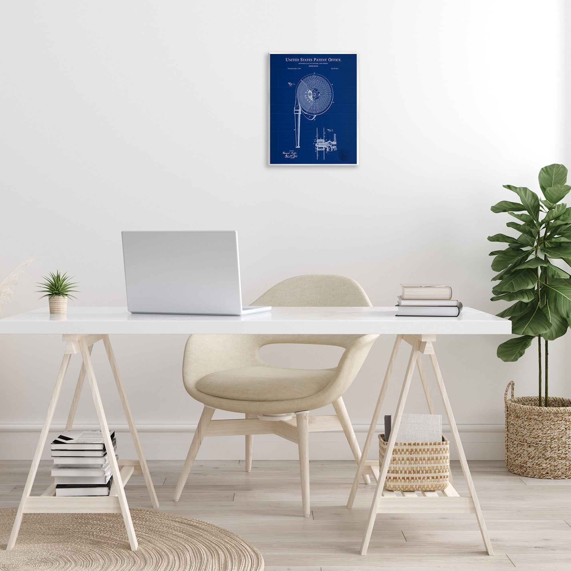 Stupell Industries Hose Reel Blueprint Typography Painting Unframed Art Print Wall Art, 11 x 14