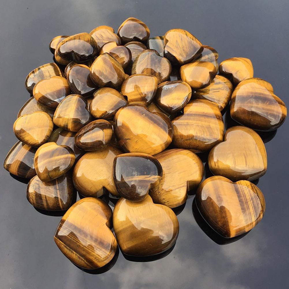 Tiger's Eye Stone Crystal Carved Heart Palm Healing Gemstone Agate Rock Minerals 