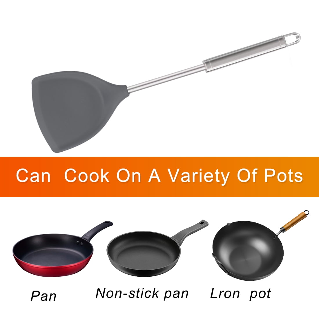 Unique Bargains Silicone Spatula 4 Pcs Heat Resistant Non Stick Turner Gray