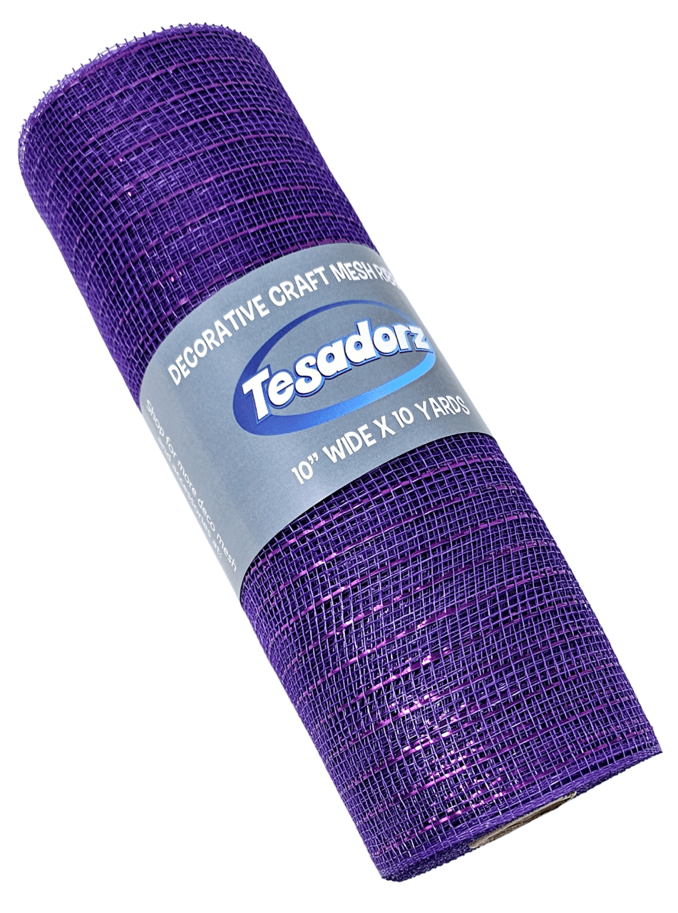 Tesadorz 10" Metallic Deco Mesh Ribbon Rolls - Orange, Purple, Black