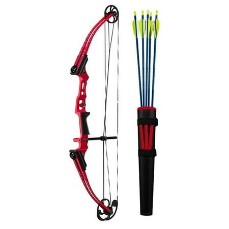 Genesis Mini Youth Compound Bow & Arrow Set w/Quiver Draw Hand-Right Red