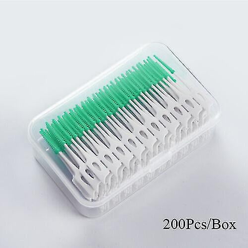 200pcs Interdental Brushes Sticks Picks Blue Dental Floss Teeth Tooth Toothpick