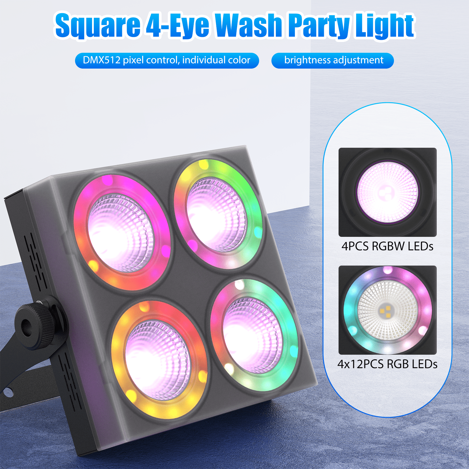 80W RGBW LED Stage Par Lights with Dynamic Strip - DMX512, AUTO, Sound-activated for Disco,Party,Wedding