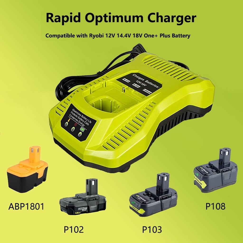 AERDU True 5.0Ah Battery 2-Pack and Charger for Ryobi 18V ONE+, High Capacity Lithium-Ion P108 P117 Kit