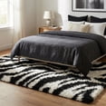 thumbnail image 6 of Modern Animal Print 3x5 (3'3'' x 5'3'') Area Rug Shag Zebra Black & Ivory Plush Easy Care Thick Soft Plush Living Room, 6 of 10
