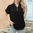 thumbnail image 4 of UQJfacai Womens Summer Henley Shirts Plus Size Textured Button V Neck Short Sleeve Tunic Tops Dressy Casual Blouses XL-5XL, 4 of 6