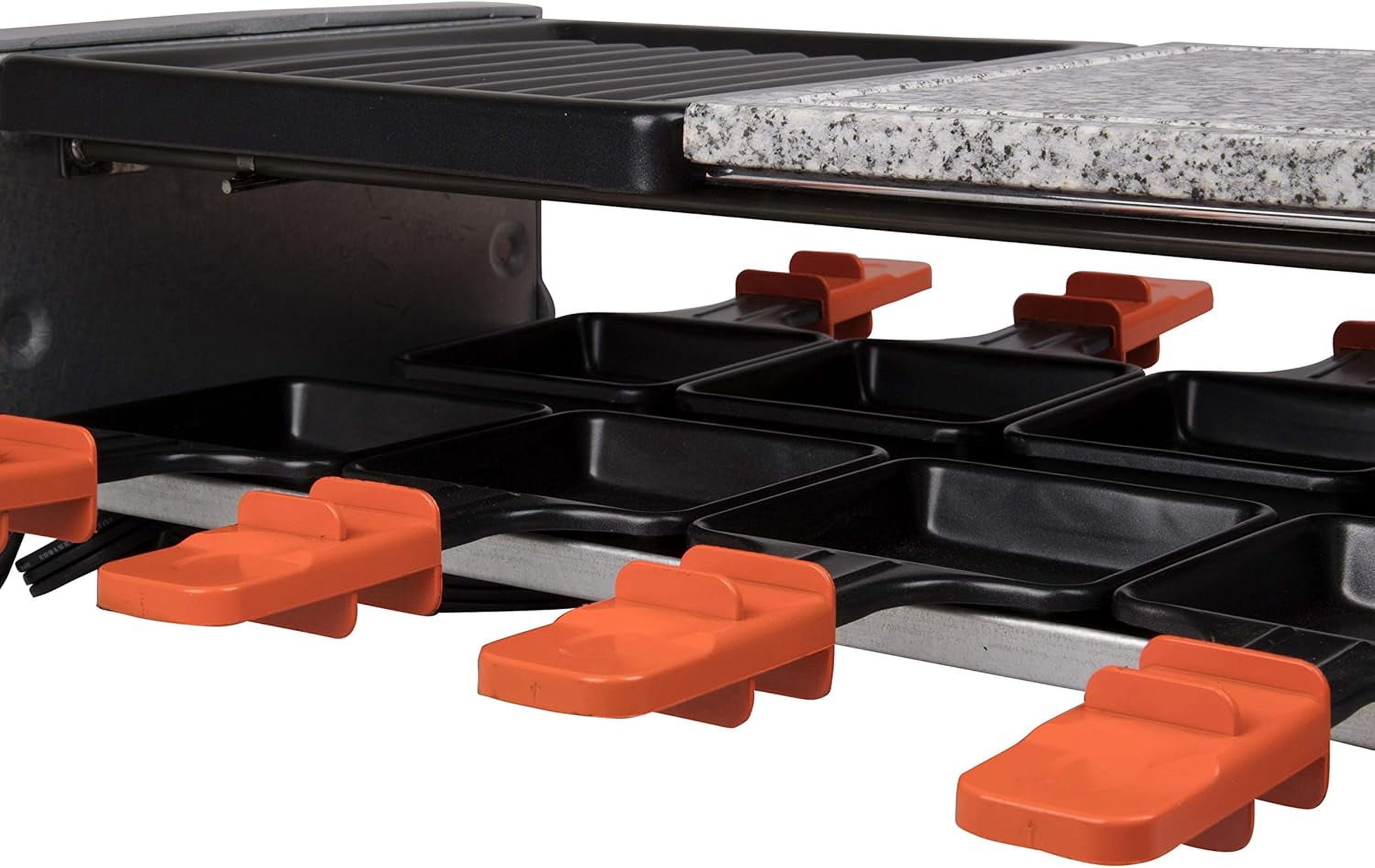 MasterChef Dual Cheese Raclette Table Grill Non stick Grilling Plate and Cooking Stone Tabletop Cooker with 8 Cheese Raclette Pans