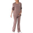 thumbnail image 1 of FOCUSNORM Women Cotton Maternity Sweatshirt Loose Solid Color Crew Neck Long Sleeve Side Zipper Pullover Tops for Fall Winter, 1 of 6