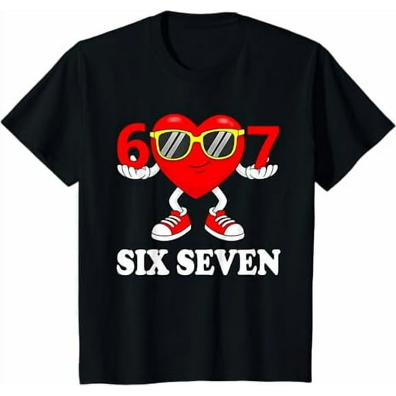 Funny Six Seven 67 Meme Valentine Boys Kids T-Shirt