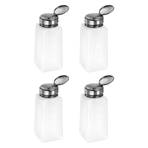 4PCS 250ML(8.5oz) Push Down Alcohol Dispenser Pump Liquid Press Empty Bottles Refillable Container White