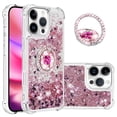 thumbnail image 1 of Funda para iPhone 16 Pro Max con Brillo Líquido Flotante, Purpurina, Parachoques y Anillo Giratorio Soporte, 1 of 5