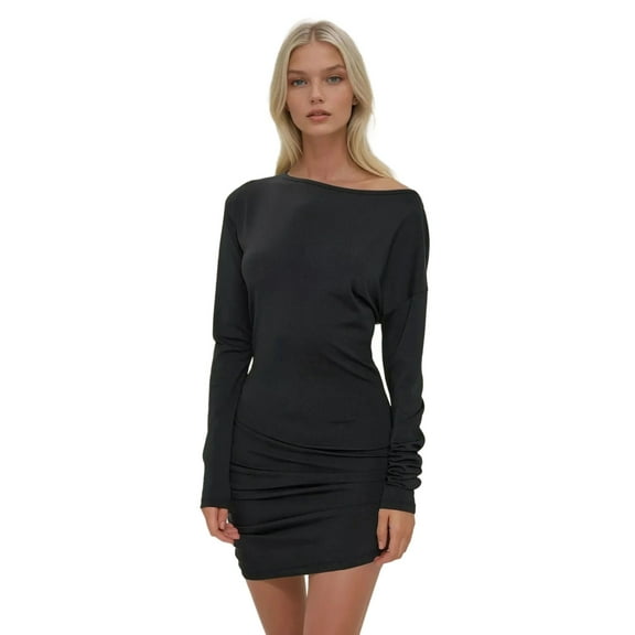 Boat Neck Bodycon Mini Dress