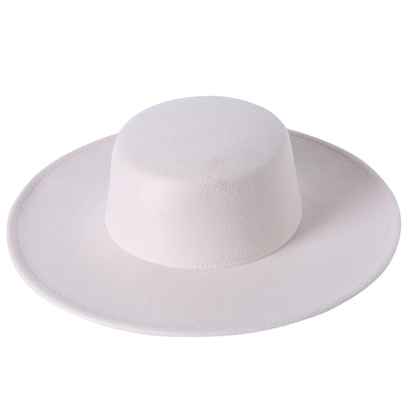 Womens Black Felt Hat Fashion Classic Blend Fedora Formal Top Hat Wide Brim Flat Church Derby Cap